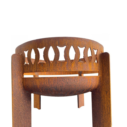 Rost Design Feuerschale Ethno Durchmesser 50 cm im Studiolicht.