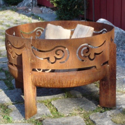  Ø 50 cm Design Feuerschale Wings. Orange leuchtender Rostlook der Feuerschale. 